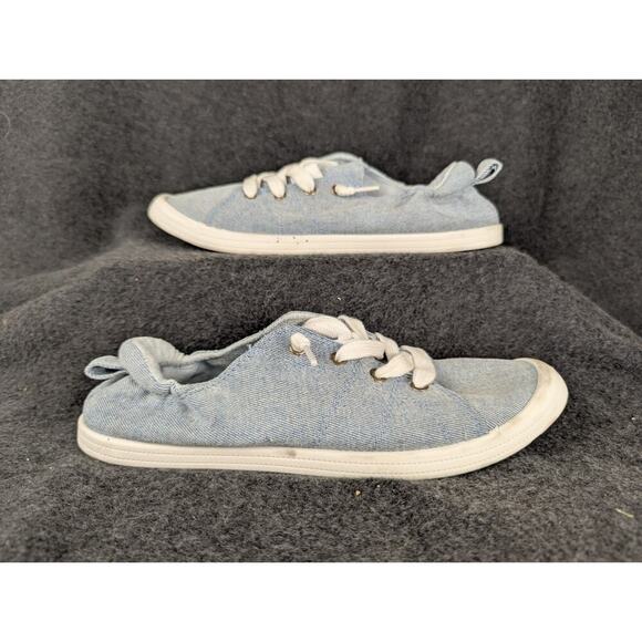 MAURICES Mariah SuperCush Sneaker Womens 11M Blue Canvas Slip On Scrunch Heel - Picture 1 of 9